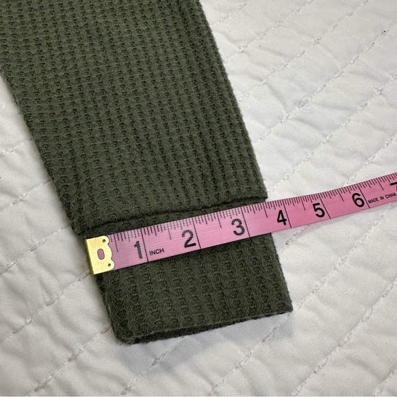 Lou & Grey Olives Green Waffle Cowl Neck Tunic Top Hi Low Long Sleeve Sweater - Picture 8 of 10